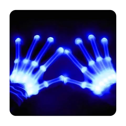 COTRUERE Led Gloves Light Up Cool Finger Toys Christmas Halloween Birthday Party Rave Flashing Gifts for Kids Teens Adults (Blue) Cover