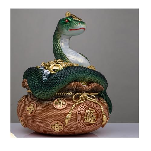へび 置物 聚寶盆 金運置き物 蛇の置物 玄関飾り 店舗装飾品 ヘビ 金運 招財 進賓 巳年 干支 縁起物 風水グッズ 風水 飾り物 (ブルー)