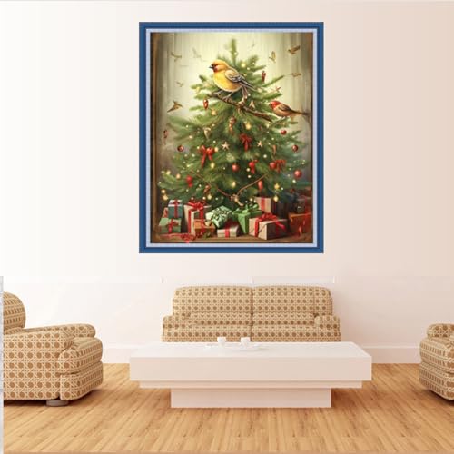 Image of Foxdiviy Stamped Cross Stitch Kits Full Range of Embroidery Needlework Starter Kits for Beginners Adults 11CT Embroidery Patterns Art Crafts DIY Needlepoint Kits-Christmas Tree 16x20 inch