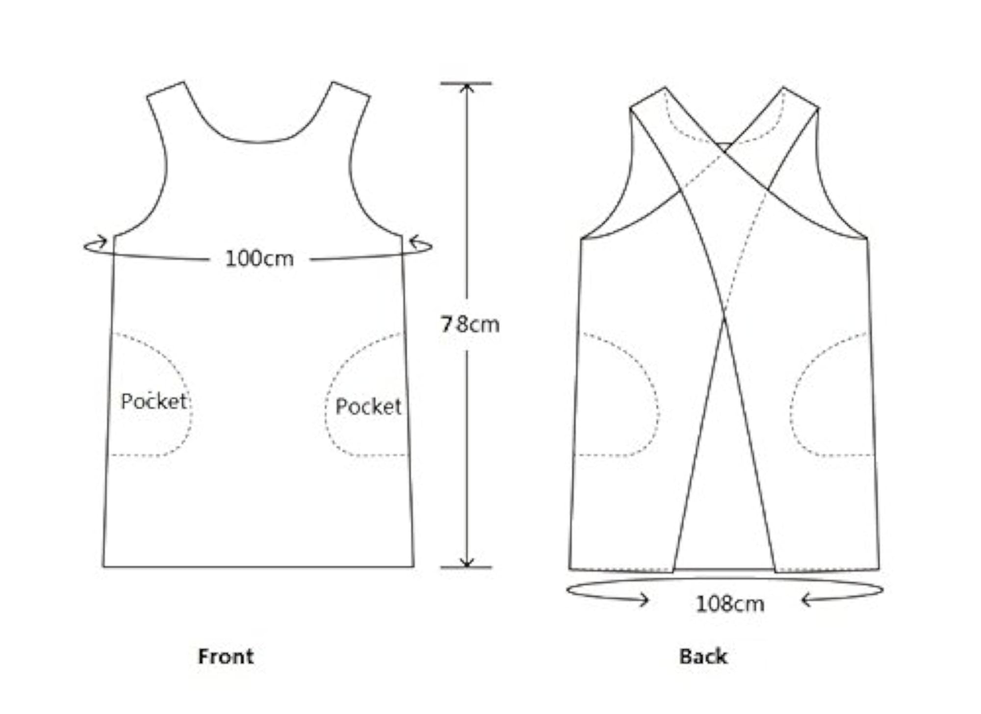 Cotton Linen Japanese Apron, Halter Cross Back Design
