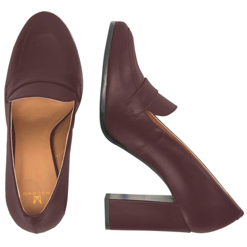 Image of MOOMMO Women Chunky Block Heel Pumps Closed Round Toe Slip On Oxford Loafers Shoes High Heels Snakeskin Work Pump Suede Loafer for Office Ladies Classic Formal Business Professional Fall 4-13 M US
