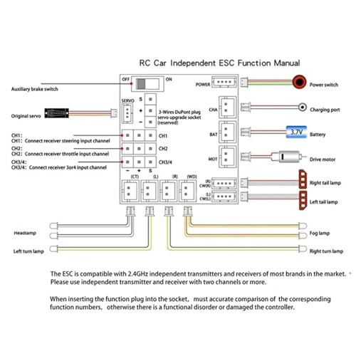 Luces Vehículo RC Evita Parpadeos con Receptor ESC Independiente 2