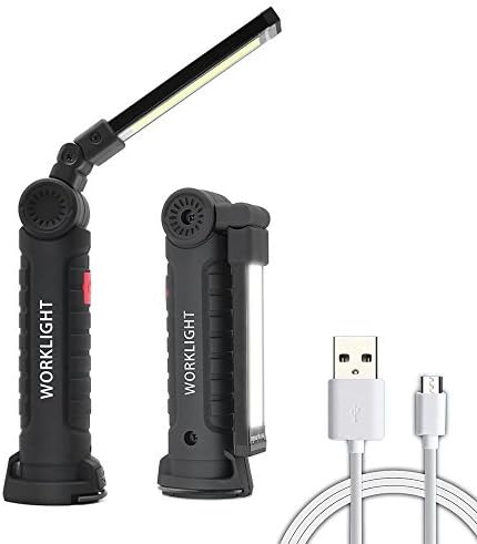 COB LED Work Light YOUYOUTE USB Rechargeable Pocket LED Light COB Lamp 360°Rotate 5 Lighting Modes + Magnetic Base and Swivel Hook Water-Resistant Inspection Work Light Portable Torch Light L/S (S)