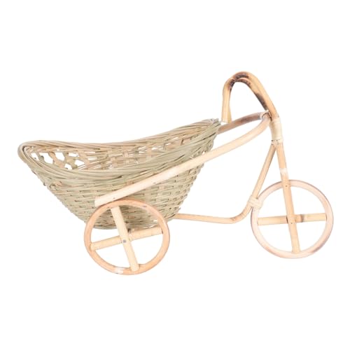 Ciieeo 1Pc Woven Basket Tricycle Shaped Food Server Storage Holder for Fruits Vegetables Snacks Home Decor for Dining and Events