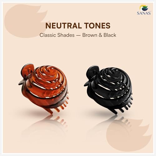 Image of Sanas Hair Clips For Women (3 Pcs) Claw Clips For Women Aesthetic Bun Maker Clutchers For Hair Hair Accessories For Girls Hair Clutcher Stylish Korean Design (Black Brown Combo) (3 Pcs)