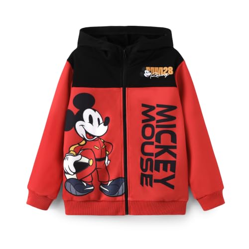 Disney Mickey Mouse Boy Zipper Hoodie Girl Graphic Sweatshirt Kid Cloth Fall Jacket Winter Cardigan Top Red 6-7 Years - image 1
