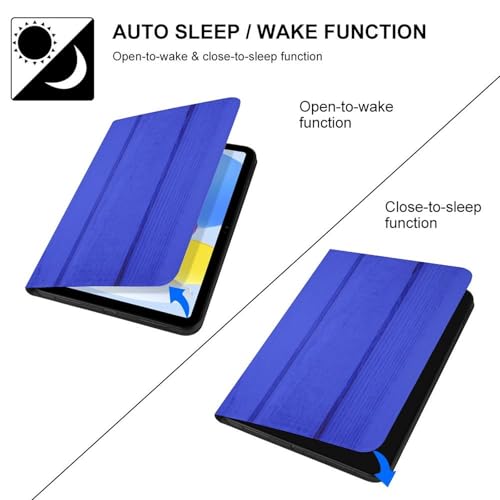 Étui iPad 10e génération effet bois bleu nuit chic et durable