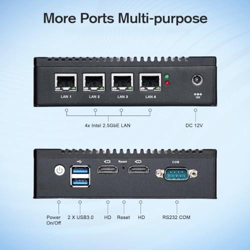 Image of Fanless Micro Firewall Appliance Intel J3710 Quad Core, 4xIntel 2.5GbE i226 LAN Ports, DDR3 mSATA SSD AES NI Network Gateway Soft Router Test with pf-Sense /opn-Sense(8GB 240GB)
