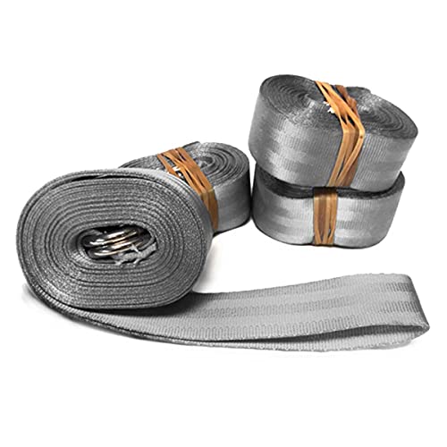 Moose Supply Nylon Webbing Straps Double D Ring | 2-Inch Wide by 13-Foot Long | 4-Pack | for Securing Bounce Houses, Slides, Obstacle Courses, Inflatables, West Coast Frame, High Peak, & Pole Tents