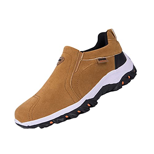Keilinia Men's Suede Waterproof Hiking Shoes,Outdoors Lightweight Comfy Arch Support Low-top Non-Slip Trekking Slip on Sneakers