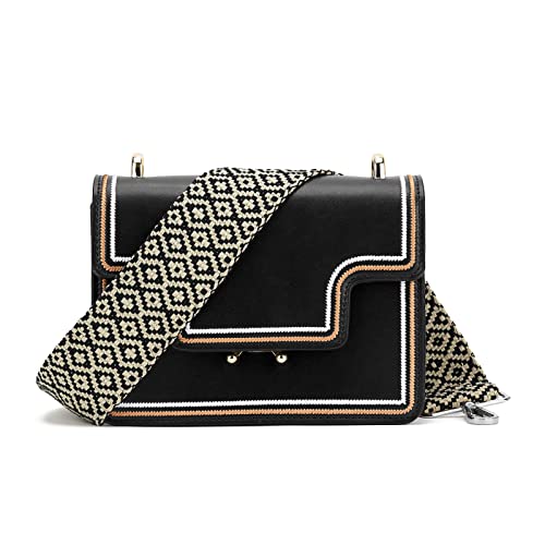 Image of Silvery Buckles Wide Shoulder Strap Adjustable Replacement Belt Crossbody Canvas Bag Handbag