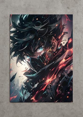 Image of NIJUKA Anime Printed A4 Size Metal sheet Poster For Home And Room Decoration | For Anime Art Fans Boys And Girls (Hero Name Deku)