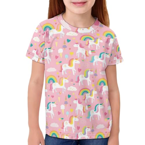 Image of ENLACHIC Girls Teens Pink Flamingo Printed Summer Short Sleeve T-Shirts Cute 3-16 Years
