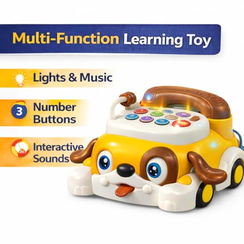 Image of TEC TAVAKKAL 18 Pcs Ice Cream Unicorn Cart Toy with Lights, Music & Bump-and-Go Action | Pretend Play Candy Shopping Cart | Musical Moving Toy | Educational Fun for Kids (Telephone Toy Yellow)