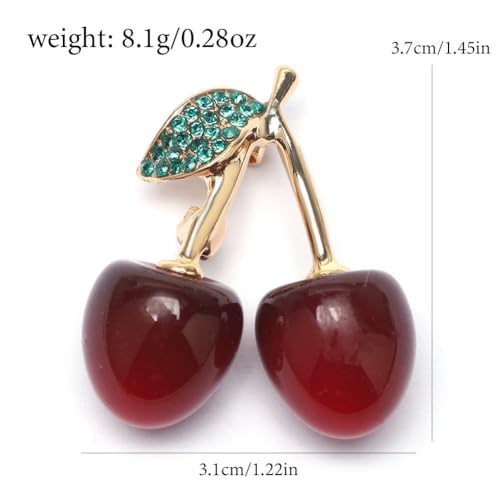 Image of Cherry Lapel Brooch Pin for Women Men Enamel Cherry Lip Brooches Pin Red Sexy Kiss Lip Mouth Lapel Pins Cherrys Jewelry Gift Cloak Scarf