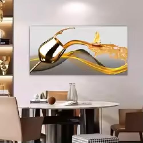 Toile abstraite de verre de vin et bateau tableau mural 60x120cm - 4