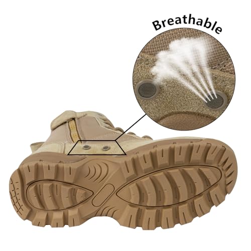 Men's Tactical Boots with Side Zipper 7 Inches Durable Suede Military Work Boots Hiking Boots4