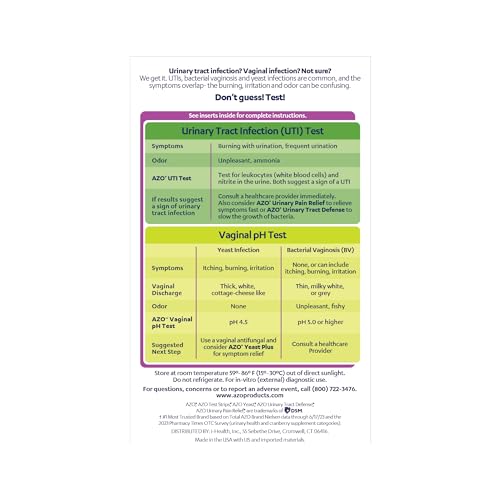 Image of AZO Urinary Tract Infection (UTI) Test Strip + Vaginal pH Test Kit, Fast & Accurate Results, from The #1 Most Trusted Brand, FSA /HSA Eligible (Pack of 2)