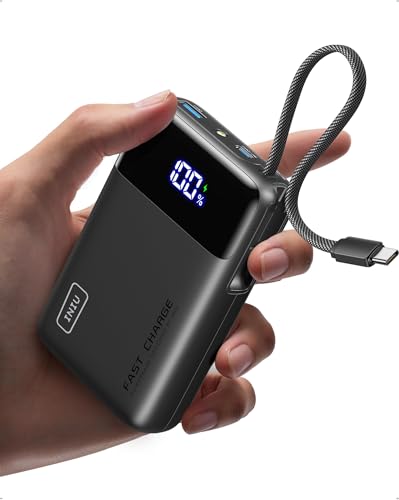 Image of INIU 20000mAh Power Bank, Small 45W PD Fast Charging Portable Charger with Built-in USB C Cable, Flight-Safe Travel External Phone Battery Pack for iPhone 17 Pro Max Samsung S26 iPad etc, Jet Black | Flight-Safe, Built in USB-C Cable, Travel Essential, Battery Phone Pack for iPhone 17 16 Pro, Samsung S26 etc, Jet Black