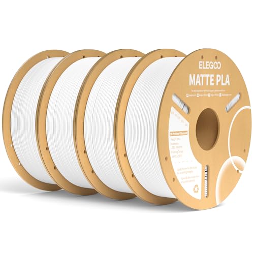 ELEGOO Matte PLA Filament White 4KG, 1.75mm 3D Printer Filament Dimensional Accuracy +/- 0.02mm, 4pcs 1kg Carboard Spool (2.2lbs) Fits for Most FDM 3D Printers