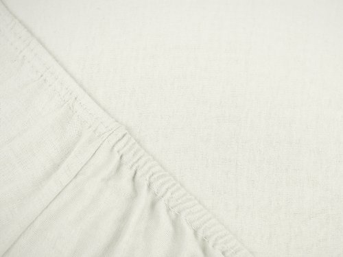 npluseins klassisches Jersey Spannbetttuch - erhältlich in 34 modernen Farben und 6 verschiedenen Größen - 100% Baumwolle, 140-160 x 200 cm, naturweiß - Image 5