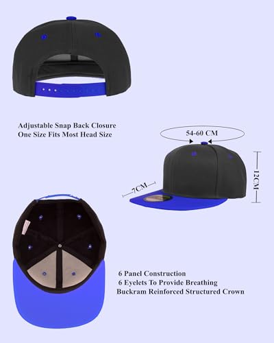 Image of Gelante Snapback Hats for Men - Flat Bill Brim Baseball Cap Hat - Plain Blank Adjustable