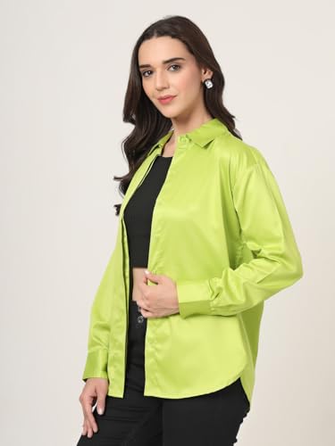 Image of Style Quotient Women Solid Smart Casual Oversized Polycotton Shirt