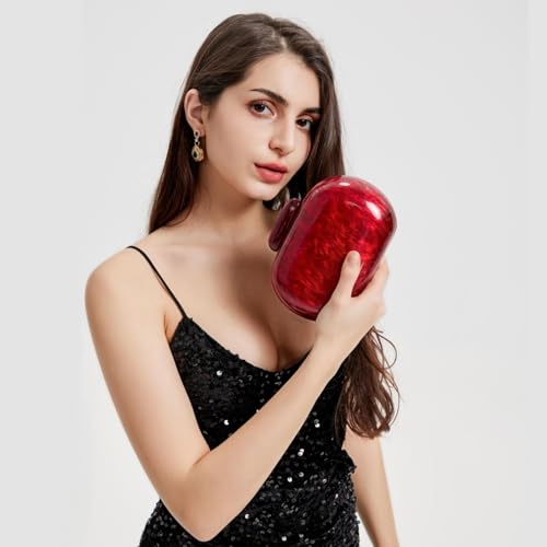 Image of Acrylic Evening Clutch Bag for Women Shell Shape Shoulder Crossbody Bag Glitter Marble Purse Handbag