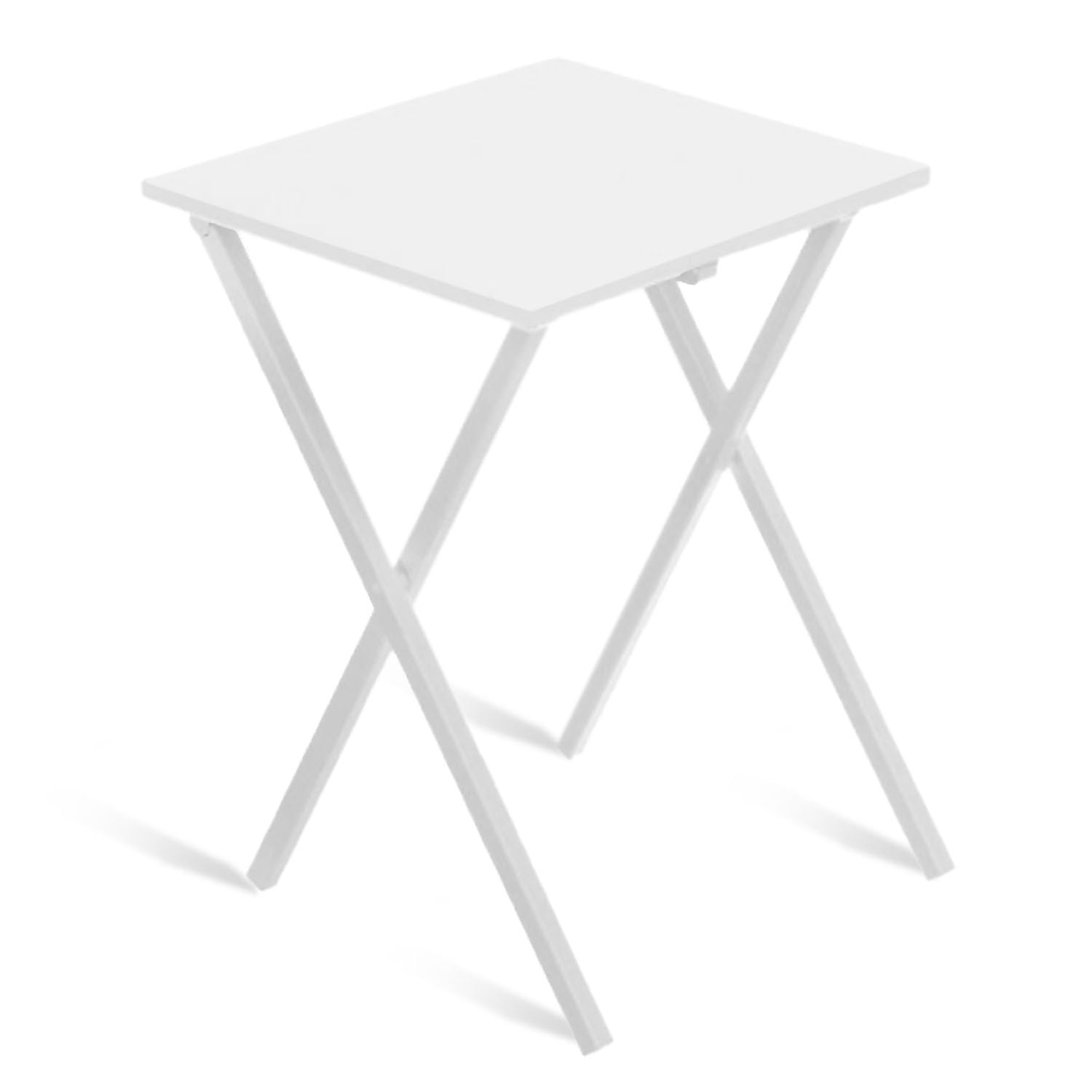 TIENDA EURASIA – Mesa Auxiliar Plegable | 34 x 40 x 50cm | Mesa Terraza Plegable | Madera y Metal Mesa+Plegable (Blanco)