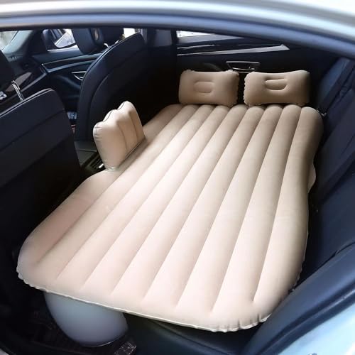 Image of Antson Premium Car Inflatable Bed with Pump & 2 Air Pillow | Quick Inflatable Back Seat Bed | Car Inflatable Mattres | Car Bed Mattress | Car Bed for Kids,Travel,Trip,Camping,Picnic, Beach (Beige)