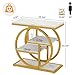 Tribesigns End Table Set of 2, Narrow Faux Marble Side Table with Storage Shelves, 4-Tier Modern Skinny Sofa Side Table with Geometric Metal Frame for Bedroom, Living Room, White & Gold