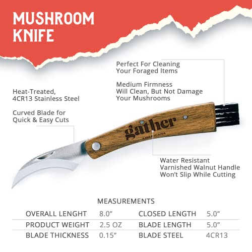 Gather Americana Mushroom Foraging Kit, Includes Curved Mushroom Knife