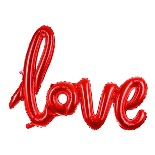 Image of KITTER Love Red Foil Balloon | Foil Party Balloons Decoration for Birthday, Anniversary, Ring Ceremony, Welcome, Festival, Wedding, Valentine Day Celebration | Cursive Font Love Balloon Red Color