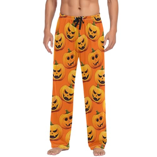 Pantalon de pyjama orange respirant pour hommes avec ceinture confort Halloween