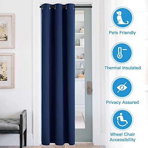 Image of RYB HOME Blackout Curtains Thermal Insulating Privacy Temporary Door Curtains for Bedroom Closet Doorway Accordion Door Interior Living Room Kids Nursery Dining, Wide 60 x Long 90 inch, Navy