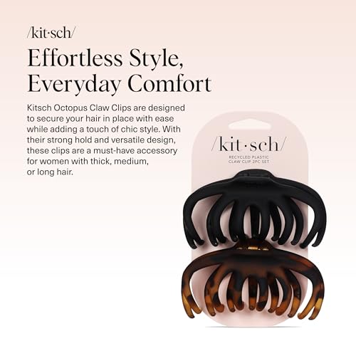 Kitsch Octopus Large Claw Clips 2-Pack – Black & Tortoiseshell — view 2