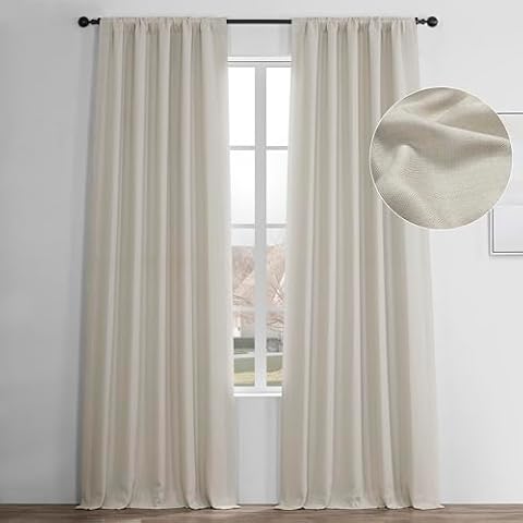 HPD Half Price Drapes Faux Linen Textured Room Darkening Curtains for Bedroom 96 Inches Long (1 Panel), 50W X 96L Curtains for Living Room Home Decor, Birch Cover