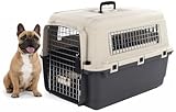 Cage pour Chien - Cage de Transport Chien - Flamingo Fomad Gris foncé - M 53 x 67 x 47 cm - Plastique Robuste - Porte métallique - verrou de sécurité - poignée - gamelle Amovible
