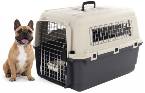 Cage pour Chien - Cage de Transport Chien - Flamingo Fomad Gris foncé - M 53 x 67 x 47 cm - Plastique Robuste - Porte métallique - verrou de sécurité -...
