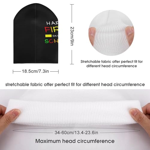 Happy First Day of School Kids Beanie Hat for for Girls Boys Children Cap Winter Knitted Chemo Cancer Headwear Accessories Gifts Decoration Black2
