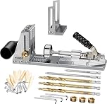HOWOD Pocket Hole Jig Kit, Upgraded Professional Metal Pocket Screw Jig System with Detachable Vacuum Adapter, Sharp and Durable 9.5MM(3/8") Titanium Drill Bits (3-Pack)
