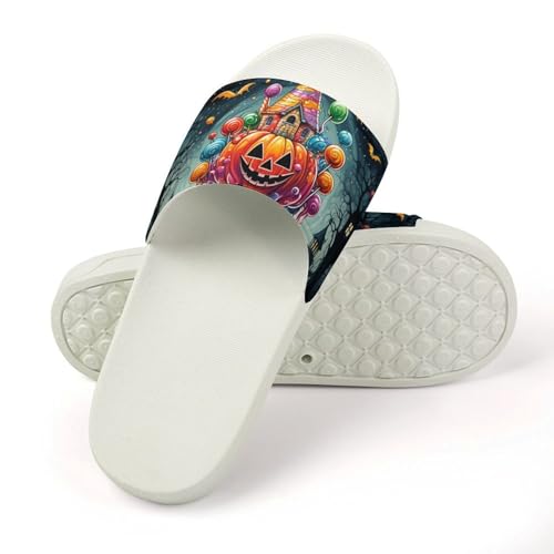 Colorful Candy Halloween Funny House Sandals Non Slip Shower Slippers Quick Drying Bathroom Shoes for Women Men4