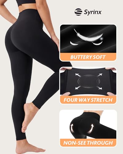 Image of High Waisted Leggings for Women - Soft Athletic Tummy Control Pants for Running Cycling Yoga Workout - Reg & Plus Size