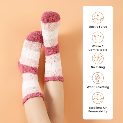 fauson Fuzzy Socks for Women, 5 Pairs Fluffy Cozy Winter Socks for Women2