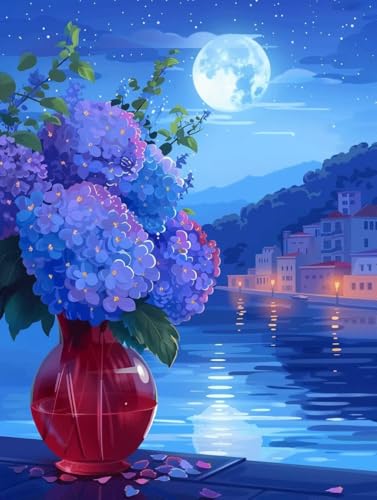 Peinture Diamant Lune pour Adulte : Créez une Décoration Murale 40x50cm lors de vos Soirées Cozy