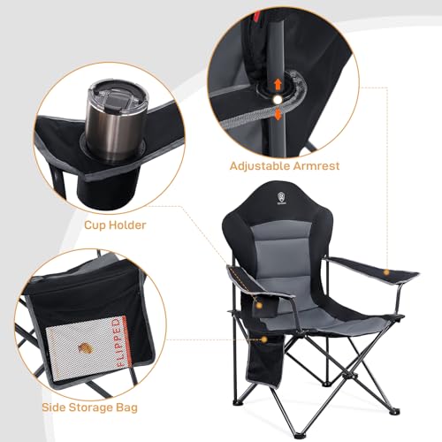 EVER ADVANCED Camping Chairs, Lawn Chairs Outdoor Sports Chairs, Folding Chair Camping Chairs for Adults, Supports 400lbs - Image 6