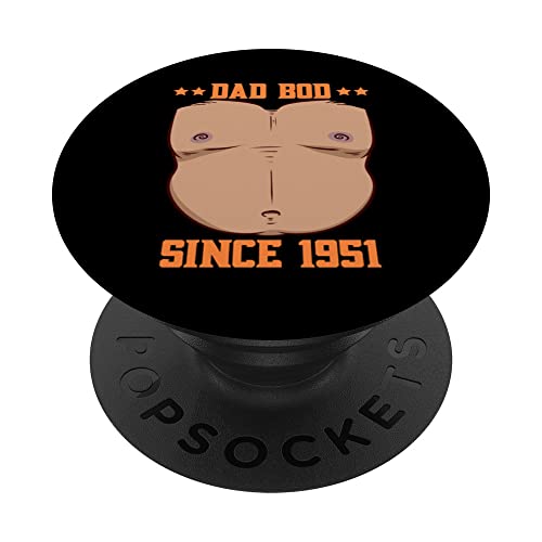 Dad Bod Since 1951 Father's Day Beer Belly PopSockets Swappable PopGrip, Black