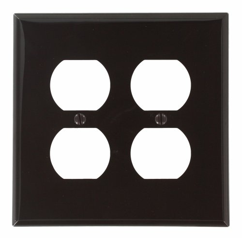 Image of Leviton 2-Gang Duplex Receptacle Wallplate, Midway Size, PJ82, Brown