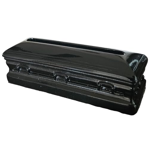 Generic Miniature Casket Resin Business Card Holder, Metallic Black