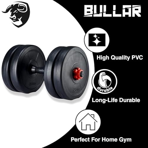 Image of BULLAR Adjustable Dumbbell Set with Pair of Dumbbell Rods and PVC Weight Plates (18Kg Set)
